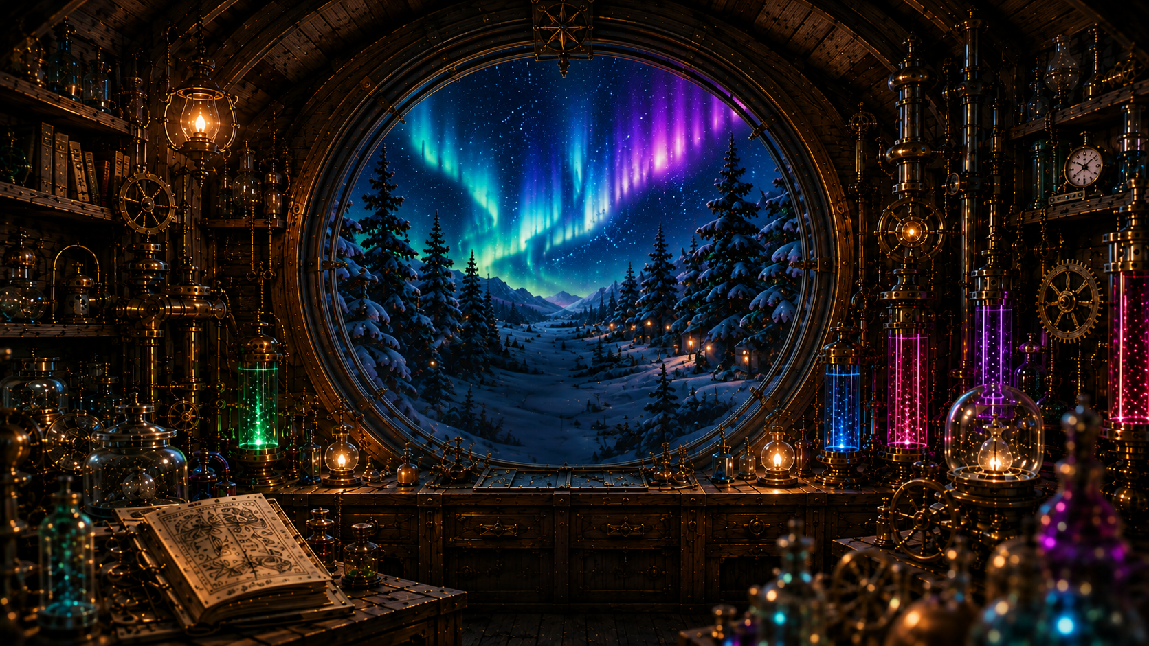 Taller mágico de Luces del Norte, con aurora boreal, tarros de colores y farolillos